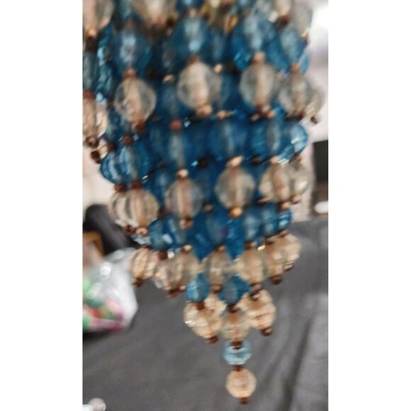 Antique Potpourri Beaded Ornament Blue Clear Glass Beads Potpourri - Picture 7 of 15